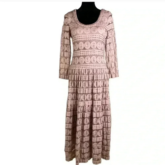 Sundance Willow Midi Bohemian Embroidered Dress Women's Small Dusty Pink - Picture 4 of 7